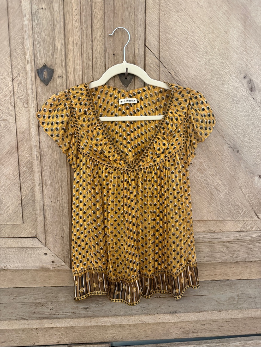 Ulla Johnson silk Golden Yellow Flutter V-Neck Top